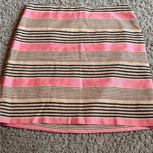 Ann Taylor LOFT Striped Pink, Black, and Tan Women's Skirt Size 8